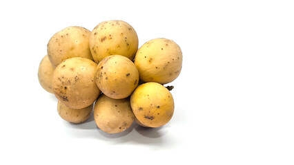 Longkong on white background. Fruit in Thailand.