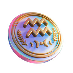 Aquarius Zodiac Sign 3D Icon Design with Fluid Waves and Gold Accents