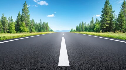 Asphalt road texture with a single white lane marking, capturing the essence of open roads and travel.