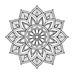Circular pattern in the form of a mandala. Henna tatoo mandala. Mehndi style. Decorative pattern in oriental style. Coloring book page.