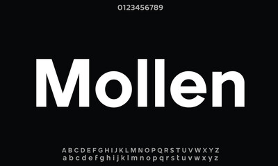 Mollen Personal Use Bold vector font alphabet with numbers