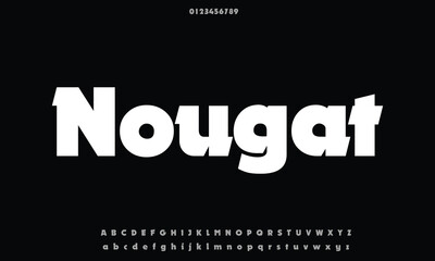 Nougat ExtraBlack vector font alphabet with numbers