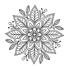 Circular pattern in the form of a mandala. Henna tatoo mandala. Mehndi style. Decorative pattern in oriental style. Coloring book page.