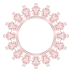 Damask Round Wreath rose gold circular round ornament floral Abstract pattern, Classic Victorian traditional style, illustration Vintage Design, Floral frames, Mandala, Antique, Moroccan frame