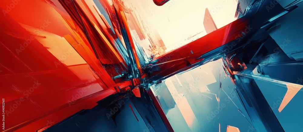 Poster abstract futuristic composition of angular shapes and striking contrasts