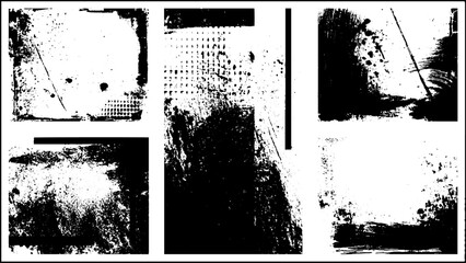 Concrete overlay Grunge white and black damage old dirty cracked aged wall with distress wall. Set Of Vector, Abstract light subtle grunge background. Vector texture, painted wall. Distress