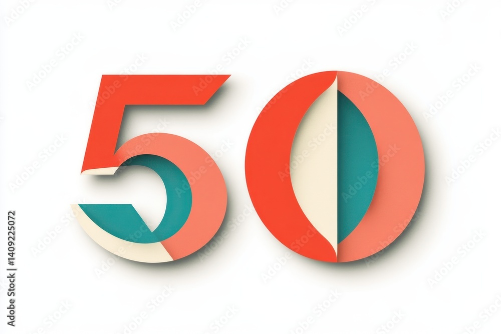Poster vibrant fifty: a striking numeral 