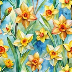Obraz premium Painting of a field of yellow flowers. Seamless Pattern. Pattern. Background. Vector. Illustration. Design