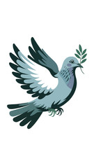 Obraz premium Graceful Dove Illustration with Olive Branch: Symbol of Peace and Freedom in Nature Conservation