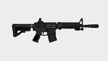 Modern Firearm Design: High Caliber Assault Rifle with Tactical Gear and Precision Features