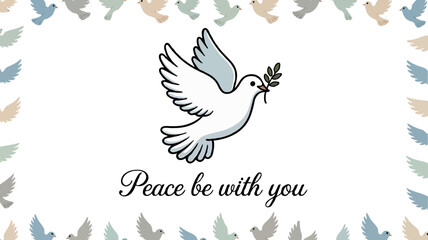 Olive Branch Dove Illustration: Peaceful, Spiritual, and Decorative Art for Cards and Background Design