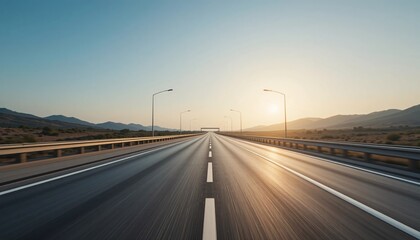 Fototapeta premium Scenic Highway Road Trip Sunrise Asphalt Landscape