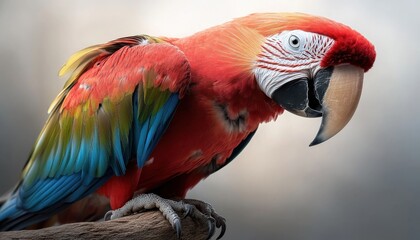 Obraz premium Colorful parrot perched on a branch, showcasing vibrant feathers in a natural setting