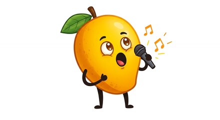 Singing cartoon mango illustration