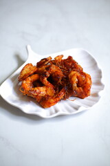 Grilled prawns in a plate 