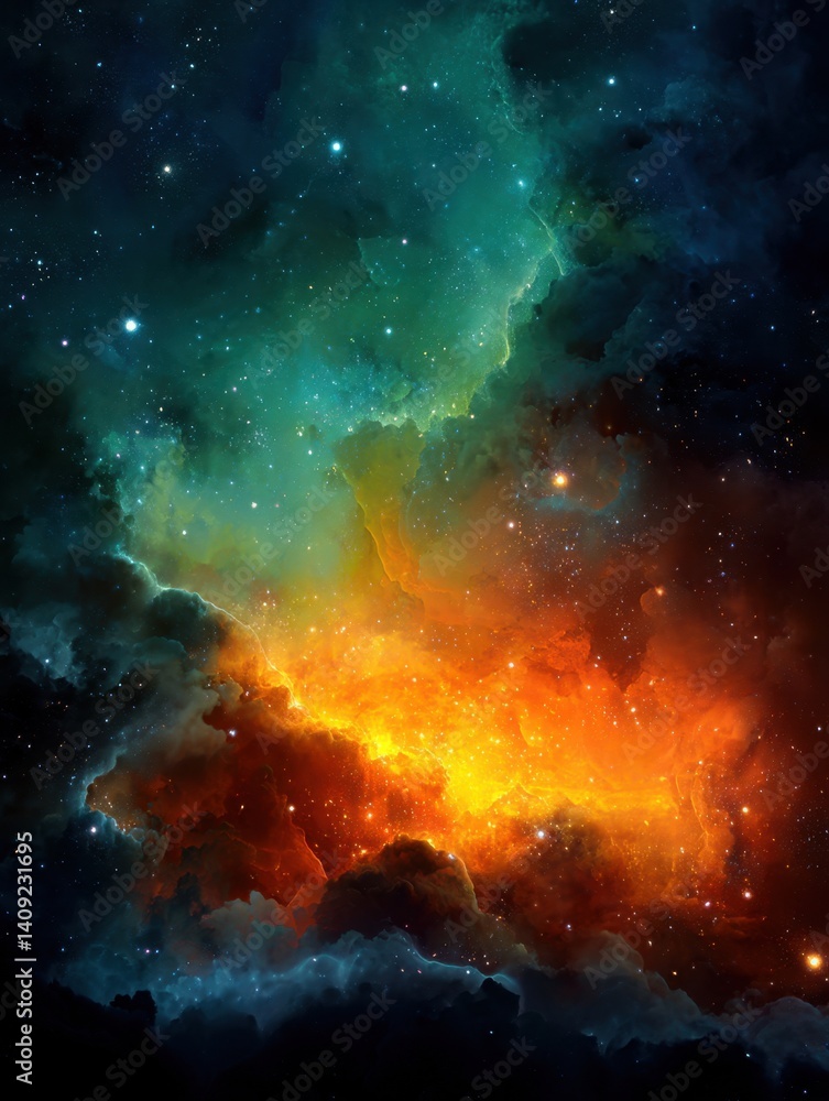 Poster celestial canvas of cosmic wonder vibrant nebula with astral clouds and starlight creating a breatht