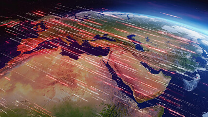 Global data stream visualization across continents with network technology