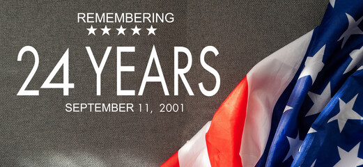 Patriot Day banner template. September 11 Memorial Day for the United States of America concept. Remembrance Day for the Victims of the Terrorist Attacks. Patriot Day photo collage.