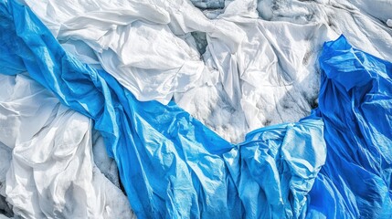 Blue & White Draped Fabric