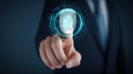 Digital fingerprint scanning highlights security technology in action during a modern business setting