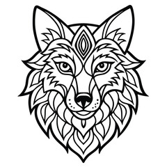 Obraz premium Wolf head vector icon illustration showcases a stylized canine portrait