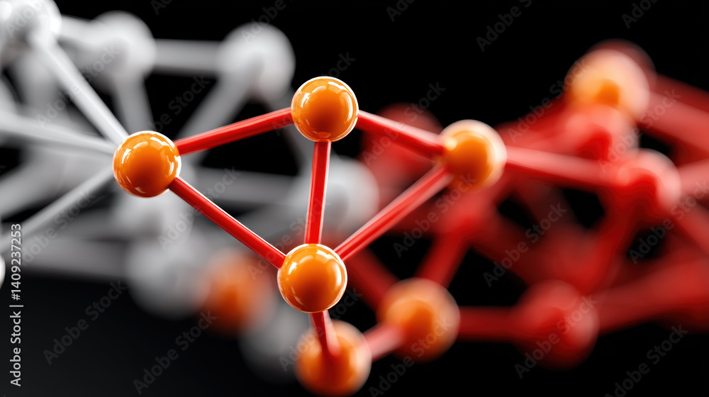 Aufkleber molecular structure showcasing interconnected atoms vibrant colors representing scientific concepts.