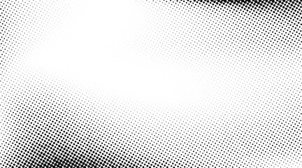 Grunge dotted halftone gradient background. Faded grit noise texture. White and black wallpaper. Retro pixelated backdrop. Anime or manga style comic overlay. Vector graphic design textured template.