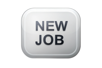 Shiny new job button for professional career change, recruitment visuals, or job opportunity promotions