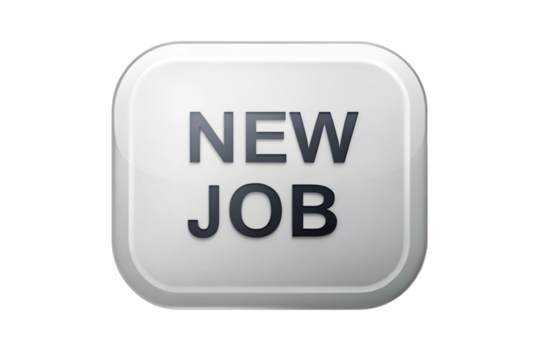 Shiny new job button for professional career change, recruitment visuals, or job opportunity promotions
