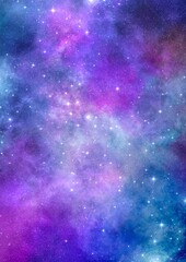 星空の手描きイラストレーション縦長素材