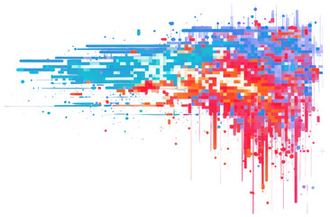 Obraz premium PNG Glitch graphic effect cutout isolated element art digital pixels.