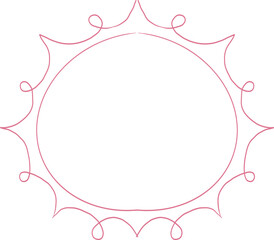 Princess cute pink frame sketch with crown swirl decorations. Simple doodle hand drawn border. Whimsical elegant vintage.