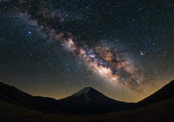 landscape milky way galaxy over moutain night sky with stars