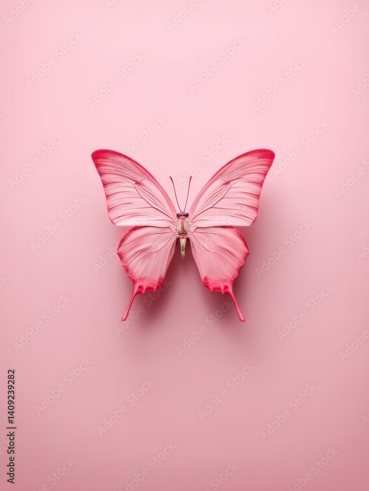 Aufkleber elegant pink butterfly with delicate wings on a soft pink background creating a serene and calming v