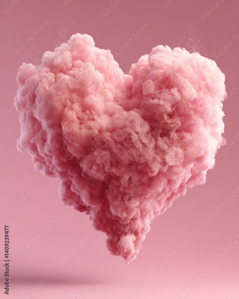 Aufkleber ethereal pink cloud heart floating gently against a soft monochromatic background creating a dreamy 