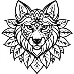 Fototapeta premium Vector illustration shows a wolf head, suitable as a tattoo or a dog-like animal depiction