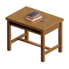 Fototapeta premium Desk 3d icon. desk, study, table, workspace, learning, student, furniture, writing. 3d Icon Illustration