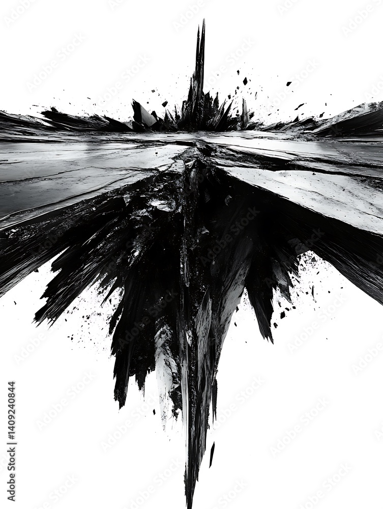 Aufkleber abstract monochrome landscape with fractured textures and sharp shapes
