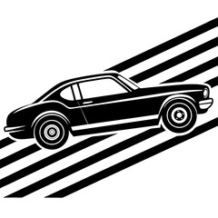 Silhouette of a classic car with a racing stripe