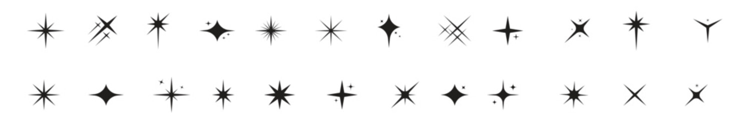 Flat sparkling stars vector collection