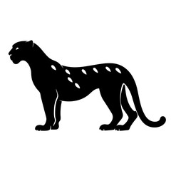 Stylized Black Panther Illustration with Teardrop Markings on a White Background