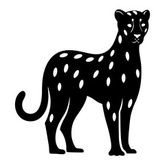 Elegant Black and White Leopard Illustration with Circular Spot Pattern Design