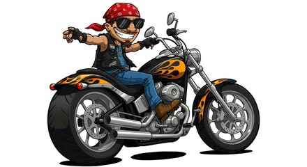 Cartoon motorcycle rider illustration