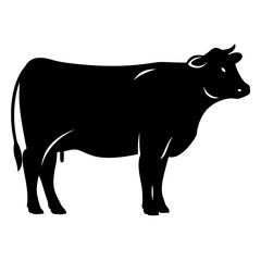 Black silhouette of a cow standing with a simple and clean design