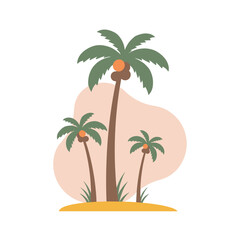Obraz premium Illustration of palm trees on a beige abstract background