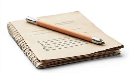 Pen and Notebook on White Background