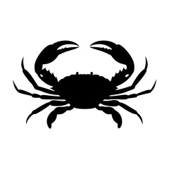 Elegant black silhouette of a crab with large claws isolated on white