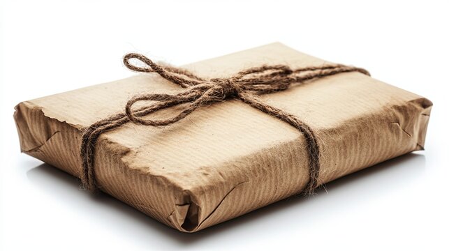 Rustic Gift Box with Brown String Tied Around It