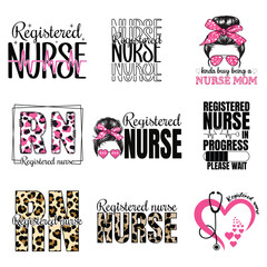 Nurse Mom Typography T-shirt Design, Mom and Nurse Design Sublimation, Memorial Day Nurse illustration Bundle