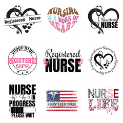 Collection of Nurse Mom Typography T-shirt Design, Nurse Life Design Sublimation, nursing profession illustration